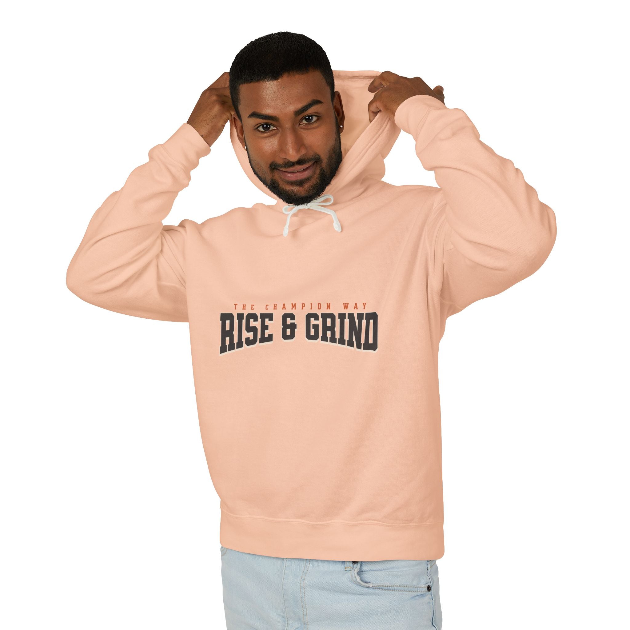 Rise & Grind Unisex Lightweight Hooded Sweatshirt - Perfect for Exercise, Motivation, Gifts, Athletes, Casual Wear