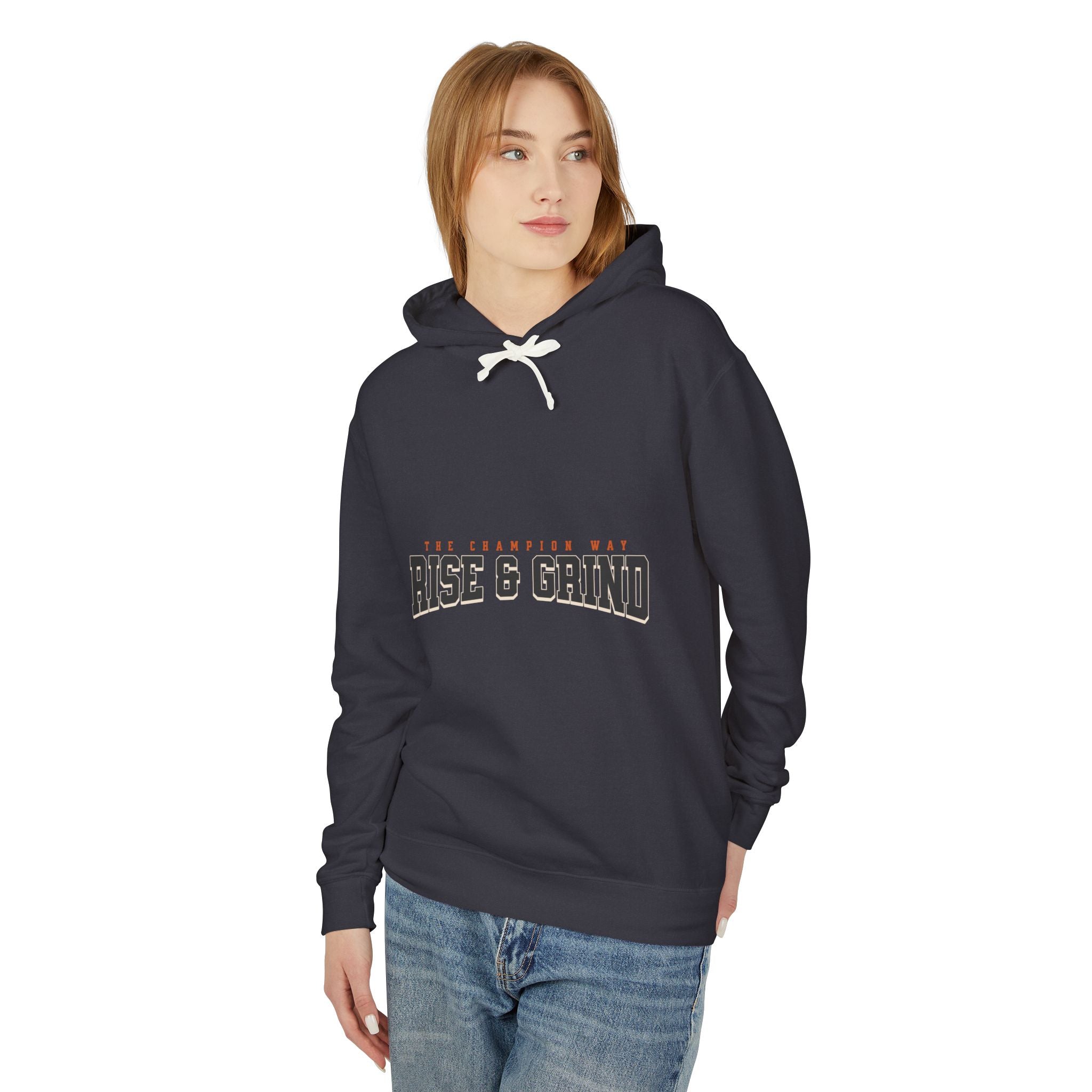 Rise & Grind Unisex Lightweight Hooded Sweatshirt - Perfect for Exercise, Motivation, Gifts, Athletes, Casual Wear