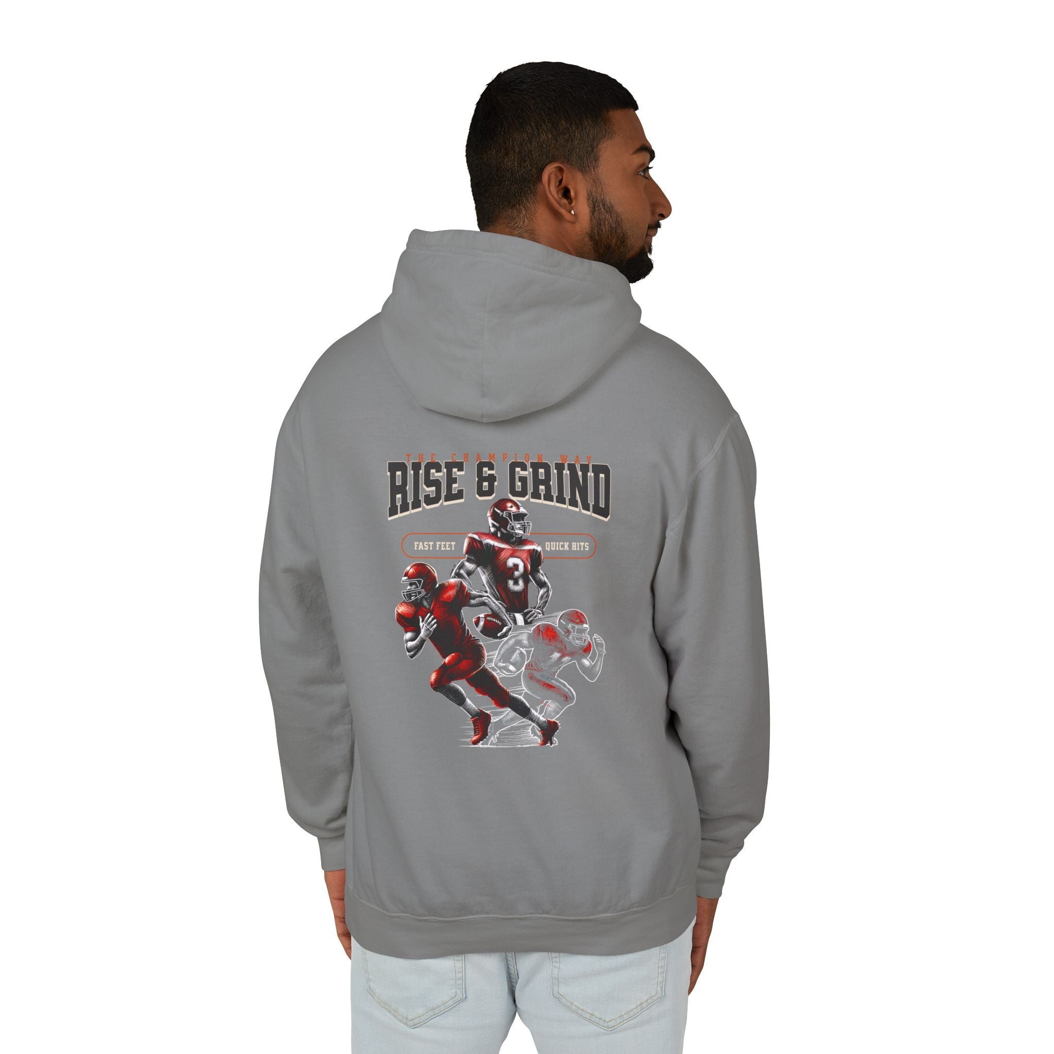 Rise & Grind Unisex Lightweight Hooded Sweatshirt - Perfect for Exercise, Motivation, Gifts, Athletes, Casual Wear