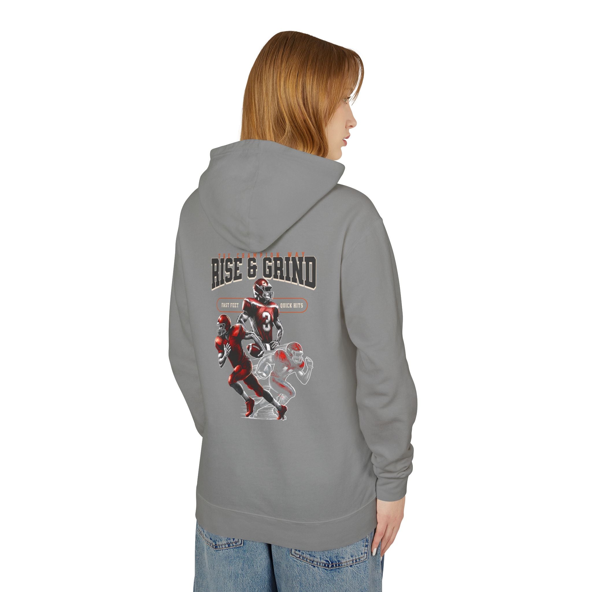 Rise & Grind Unisex Lightweight Hooded Sweatshirt - Perfect for Exercise, Motivation, Gifts, Athletes, Casual Wear