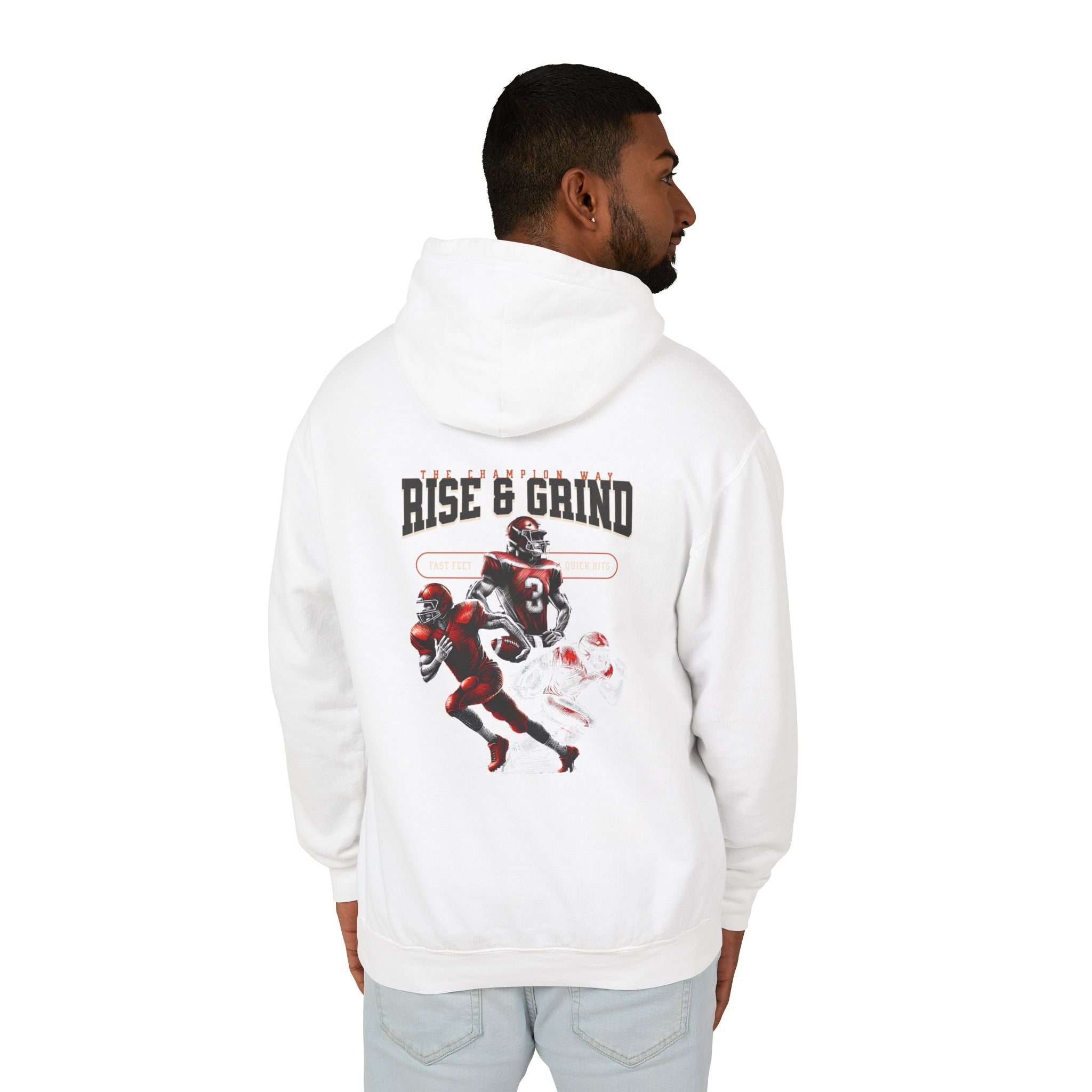 Rise & Grind Unisex Lightweight Hooded Sweatshirt - Perfect for Exercise, Motivation, Gifts, Athletes, Casual Wear