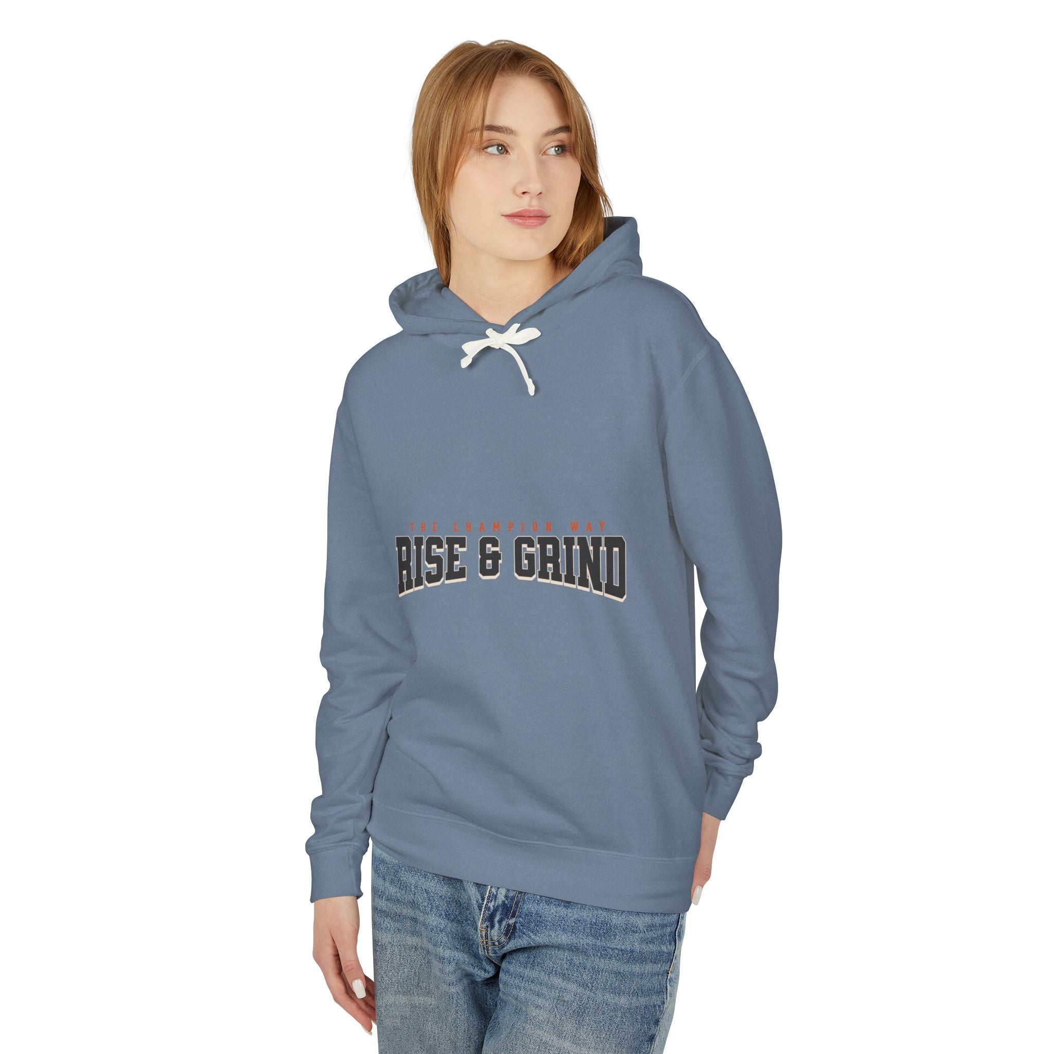 Rise & Grind Unisex Lightweight Hooded Sweatshirt - Perfect for Exercise, Motivation, Gifts, Athletes, Casual Wear