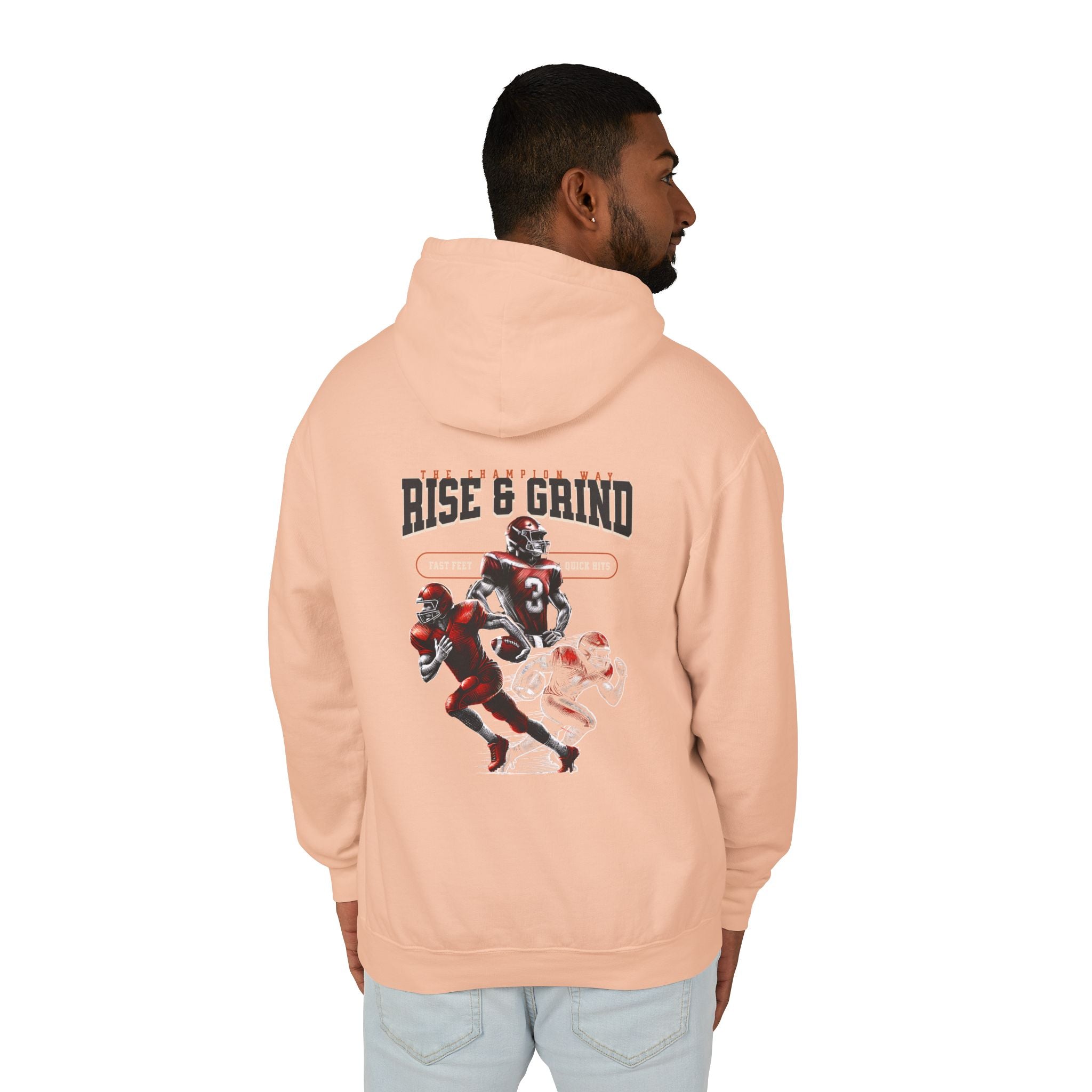 Rise & Grind Unisex Lightweight Hooded Sweatshirt - Perfect for Exercise, Motivation, Gifts, Athletes, Casual Wear