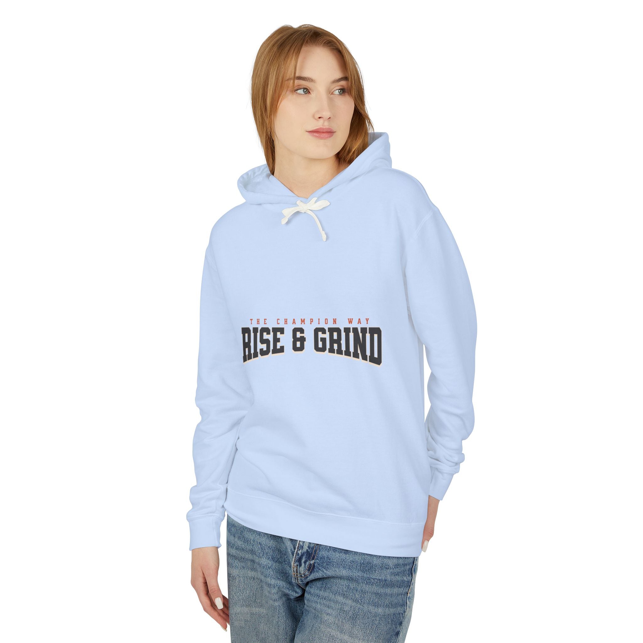 Rise & Grind Unisex Lightweight Hooded Sweatshirt - Perfect for Exercise, Motivation, Gifts, Athletes, Casual Wear