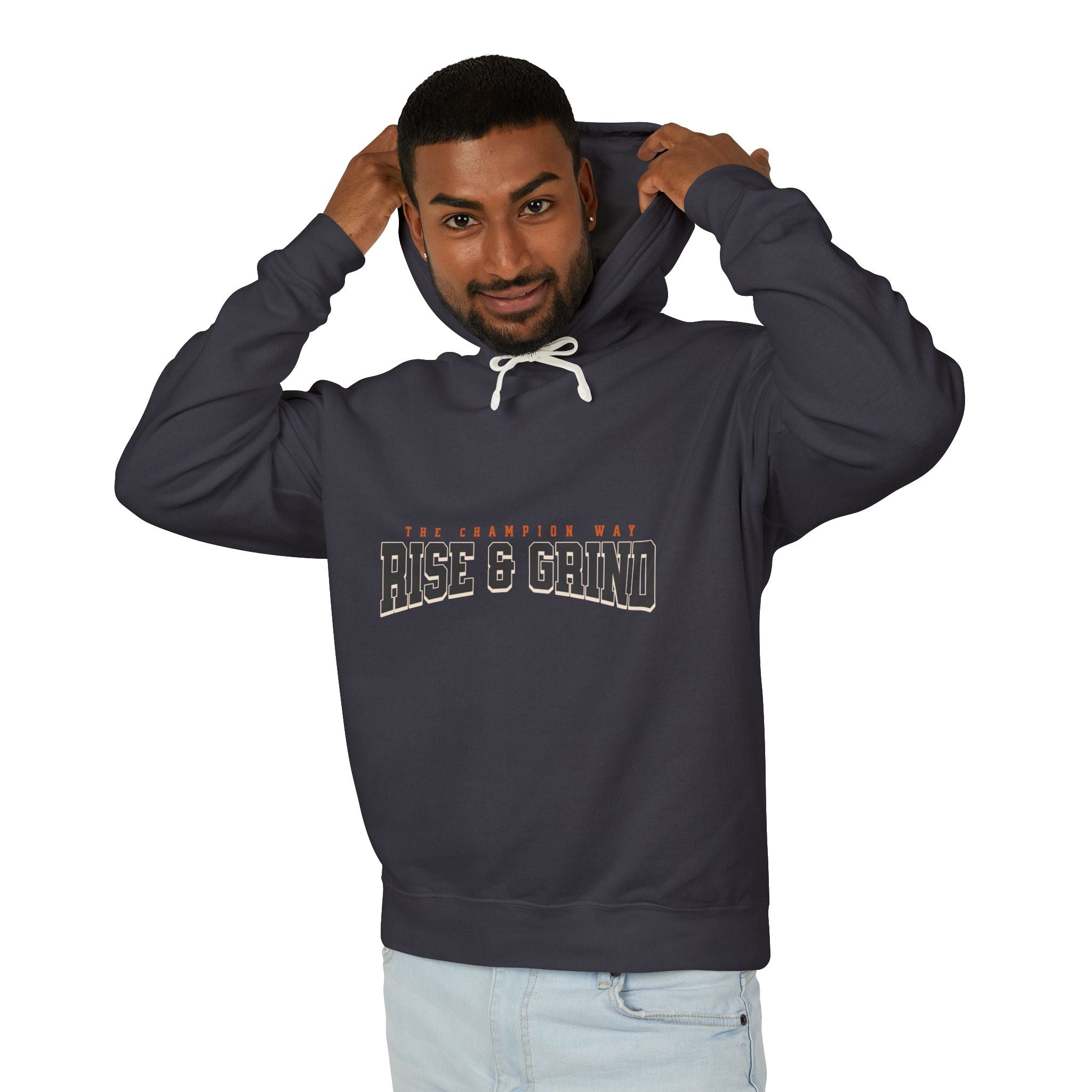 Rise & Grind Unisex Lightweight Hooded Sweatshirt - Perfect for Exercise, Motivation, Gifts, Athletes, Casual Wear