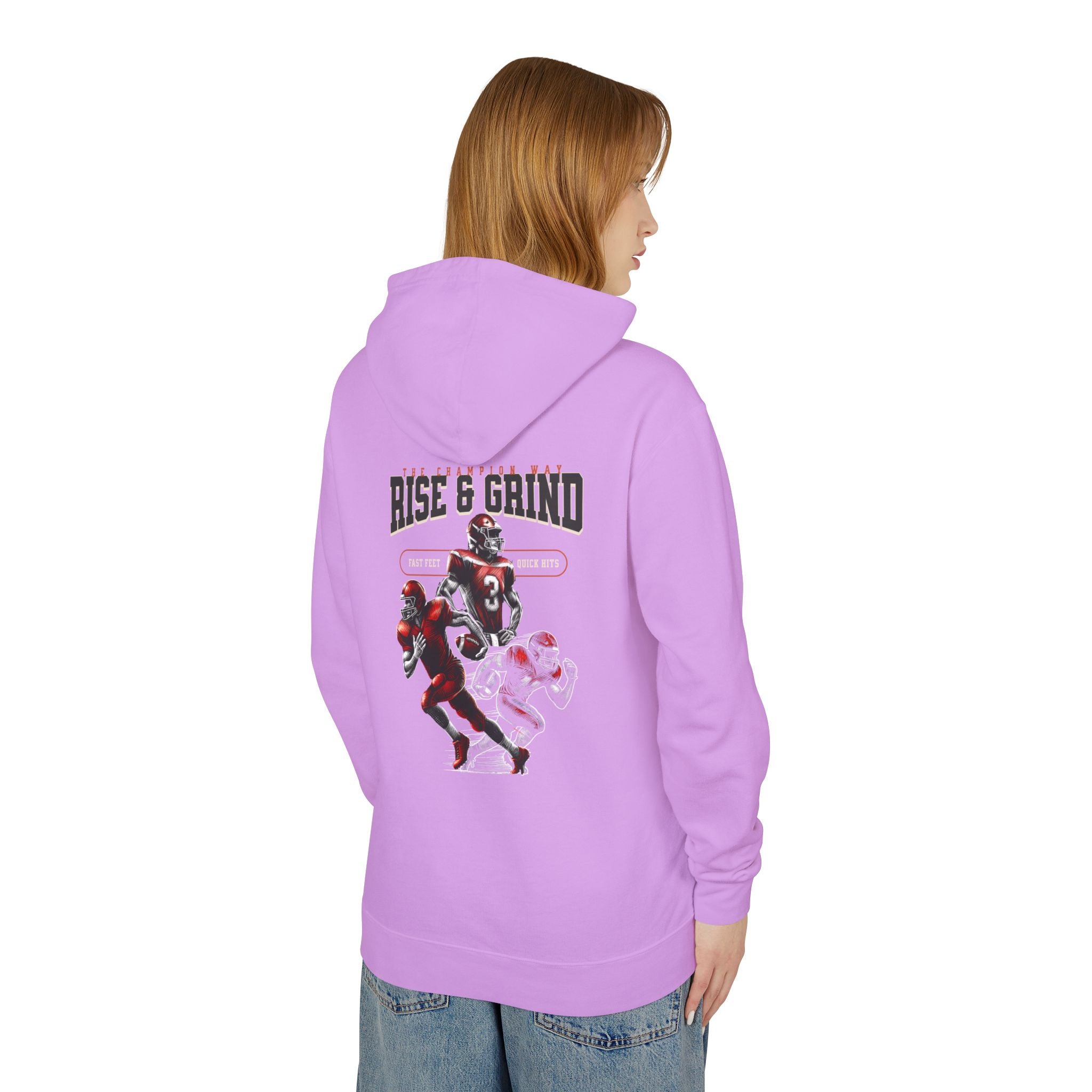 Rise & Grind Unisex Lightweight Hooded Sweatshirt - Perfect for Exercise, Motivation, Gifts, Athletes, Casual Wear