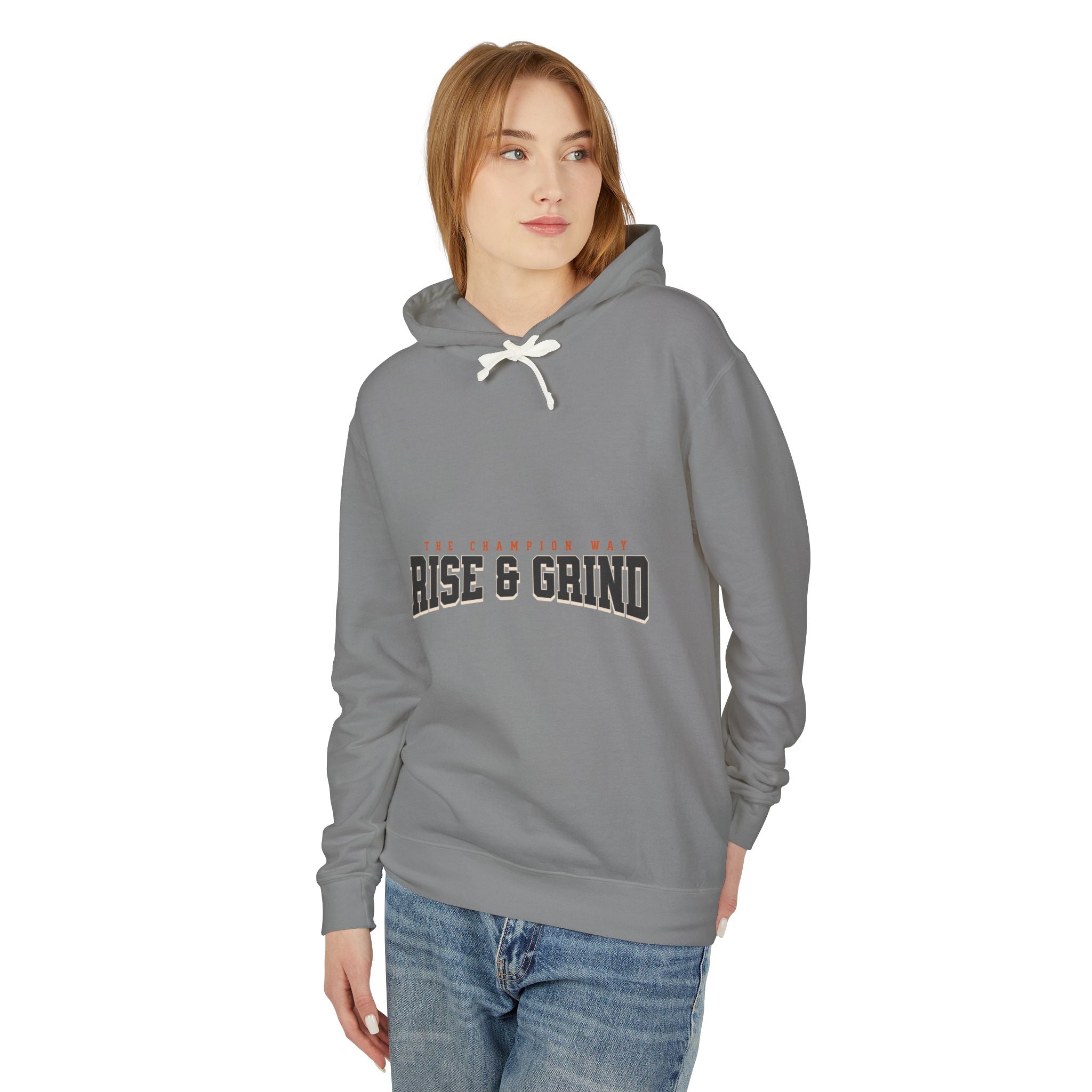 Rise & Grind Unisex Lightweight Hooded Sweatshirt - Perfect for Exercise, Motivation, Gifts, Athletes, Casual Wear