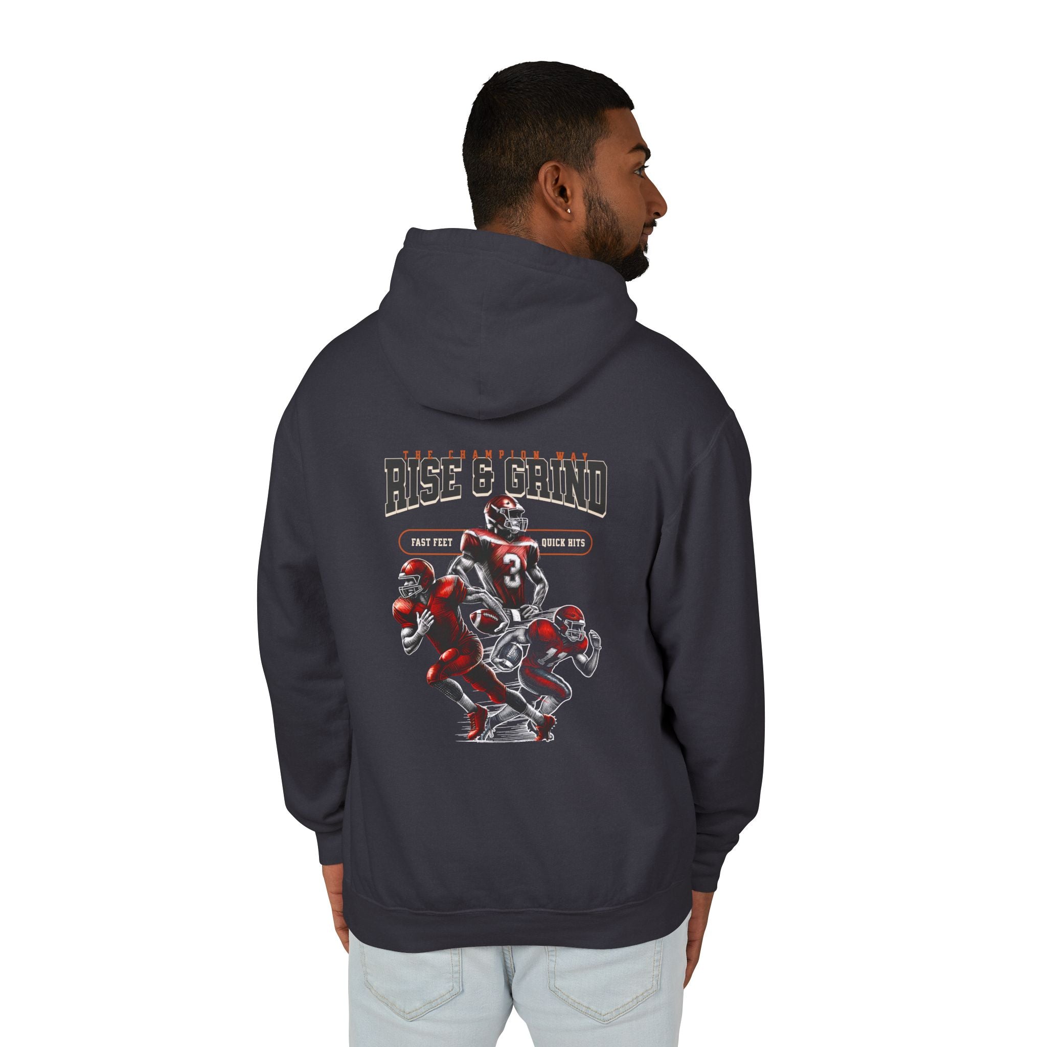 Rise & Grind Unisex Lightweight Hooded Sweatshirt - Perfect for Exercise, Motivation, Gifts, Athletes, Casual Wear