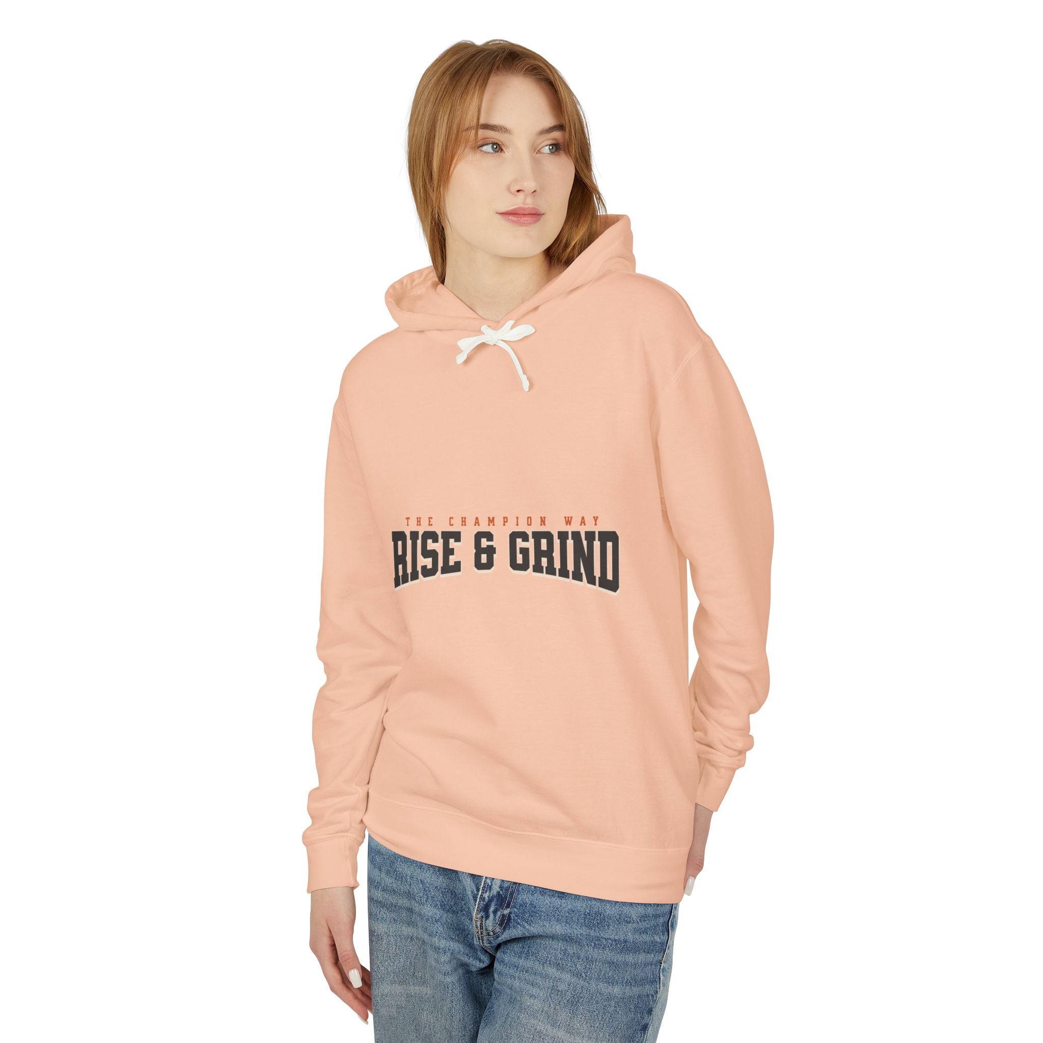 Rise & Grind Unisex Lightweight Hooded Sweatshirt - Perfect for Exercise, Motivation, Gifts, Athletes, Casual Wear