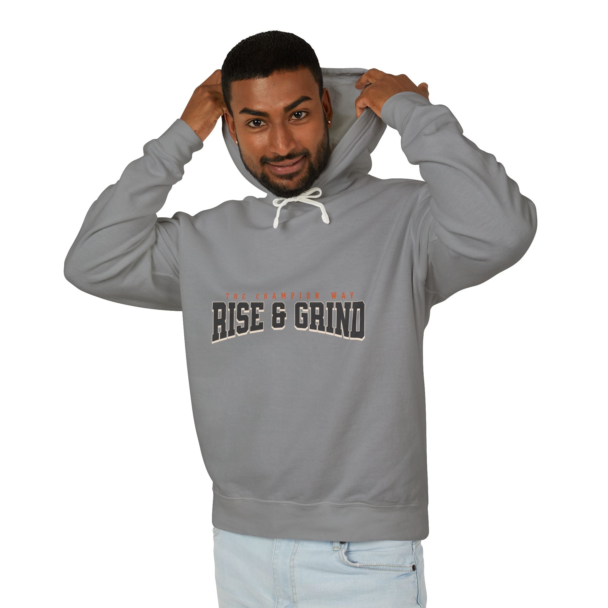 Rise & Grind Unisex Lightweight Hooded Sweatshirt - Perfect for Exercise, Motivation, Gifts, Athletes, Casual Wear