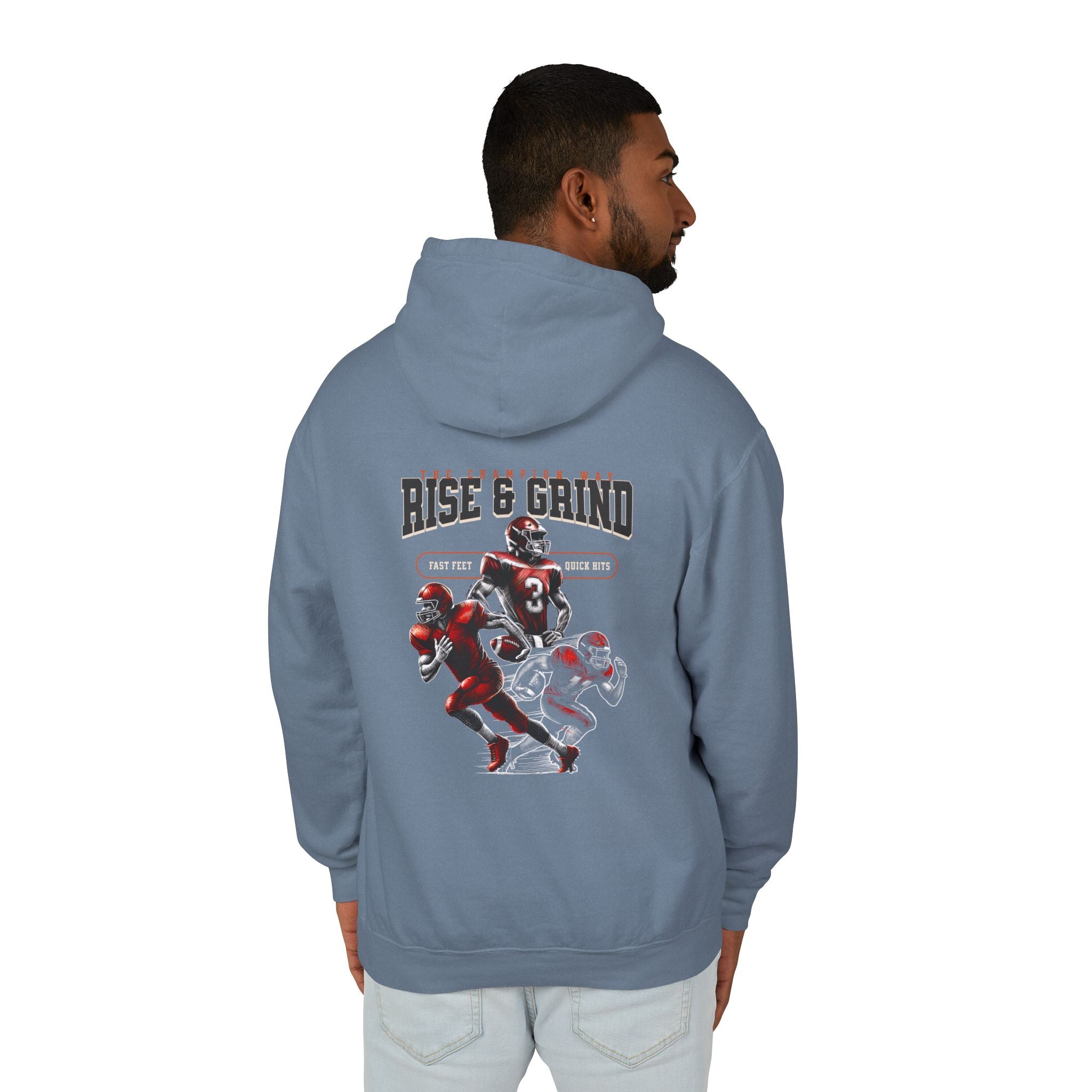 Rise & Grind Unisex Lightweight Hooded Sweatshirt - Perfect for Exercise, Motivation, Gifts, Athletes, Casual Wear