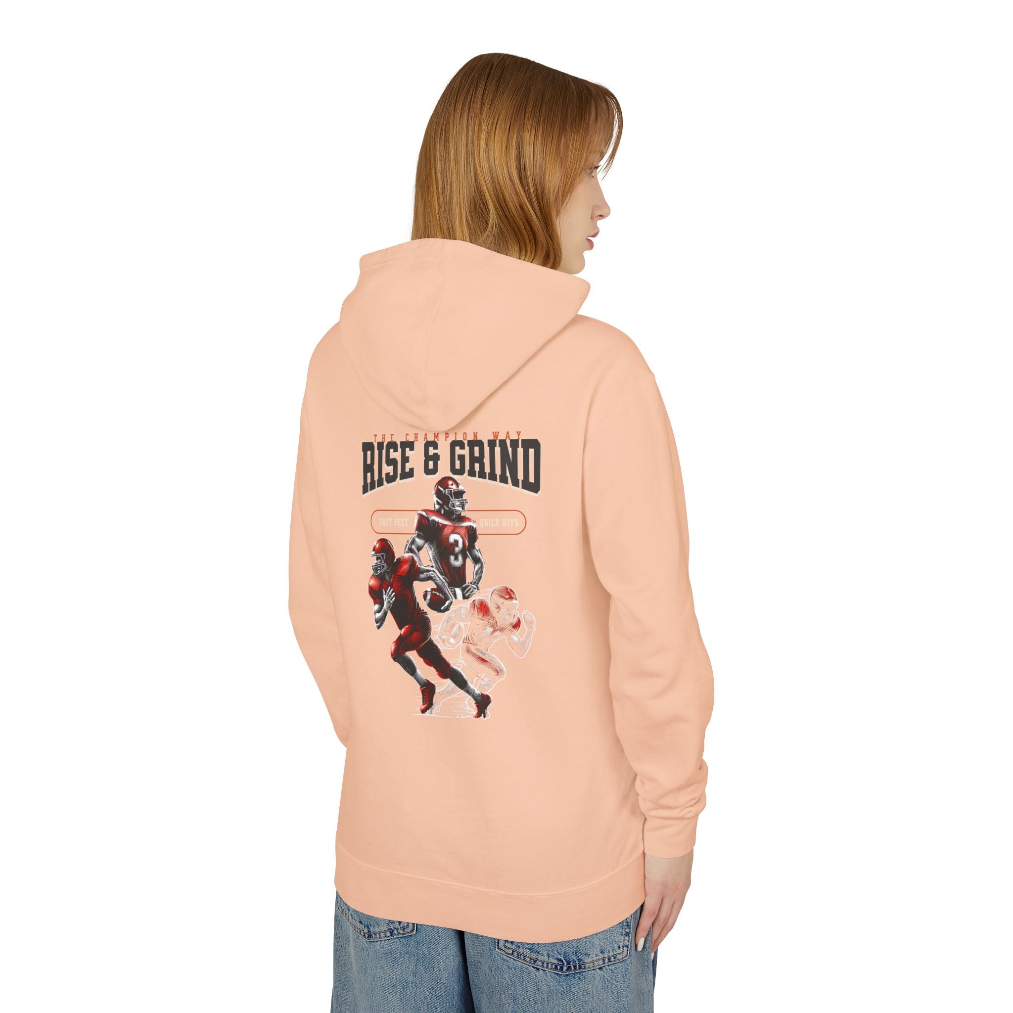 Rise & Grind Unisex Lightweight Hooded Sweatshirt - Perfect for Exercise, Motivation, Gifts, Athletes, Casual Wear