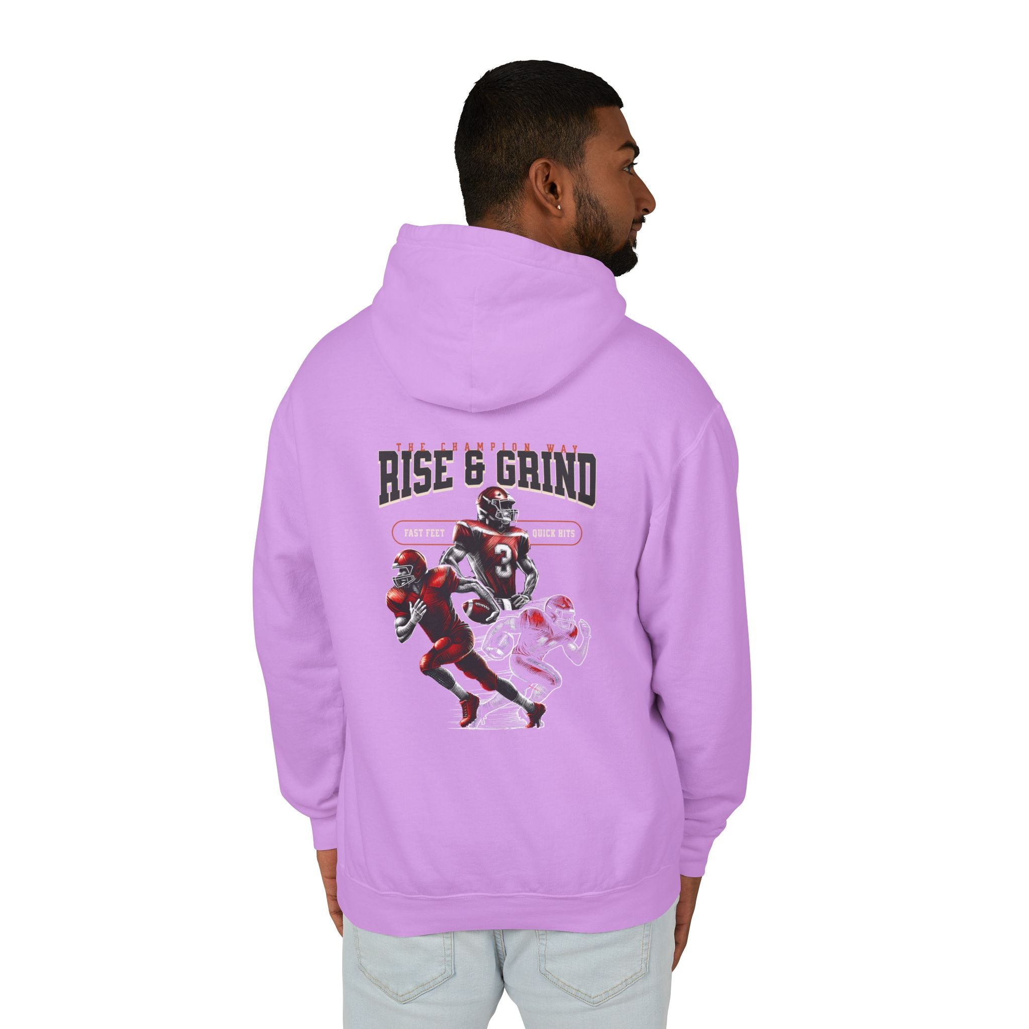 Rise & Grind Unisex Lightweight Hooded Sweatshirt - Perfect for Exercise, Motivation, Gifts, Athletes, Casual Wear
