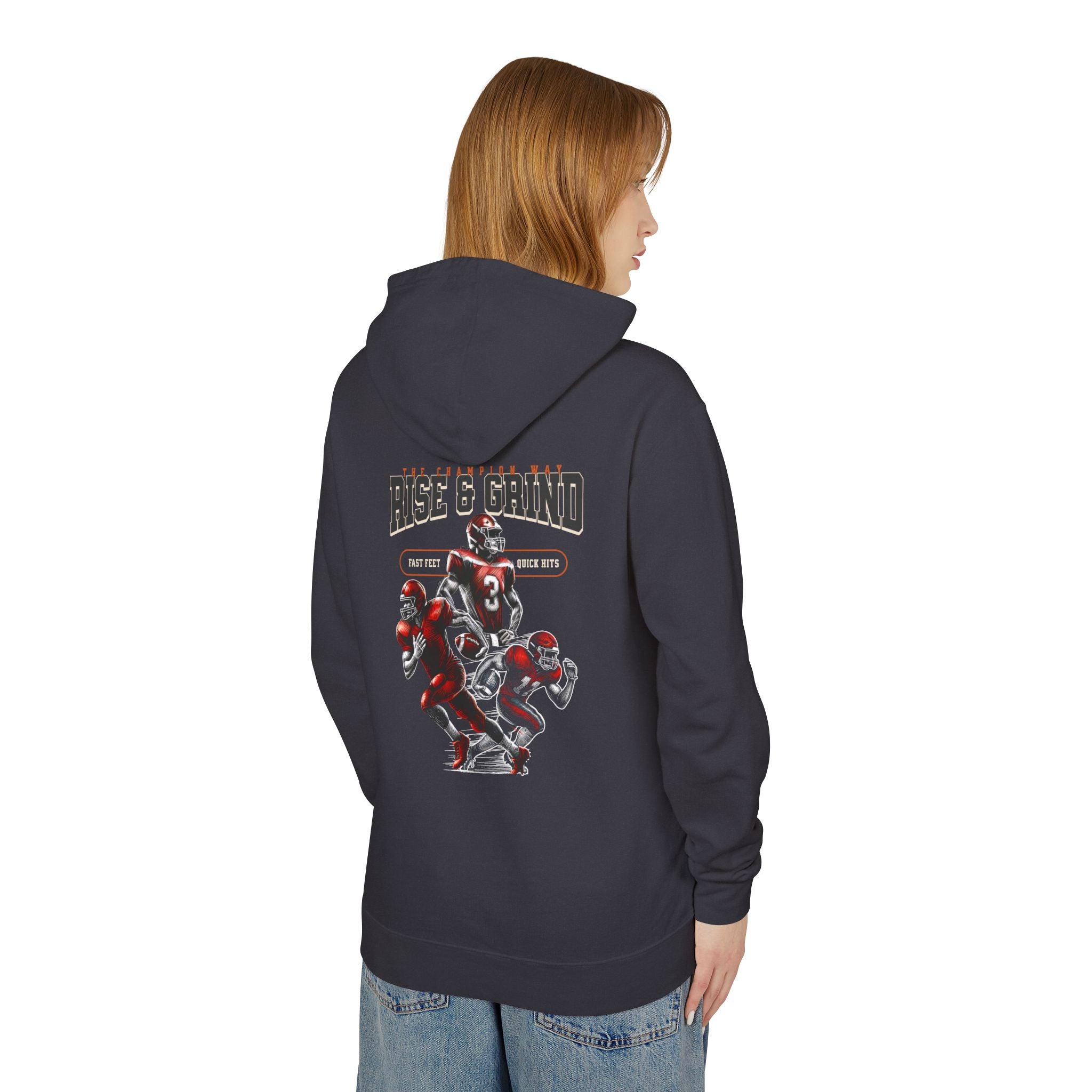 Rise & Grind Unisex Lightweight Hooded Sweatshirt - Perfect for Exercise, Motivation, Gifts, Athletes, Casual Wear