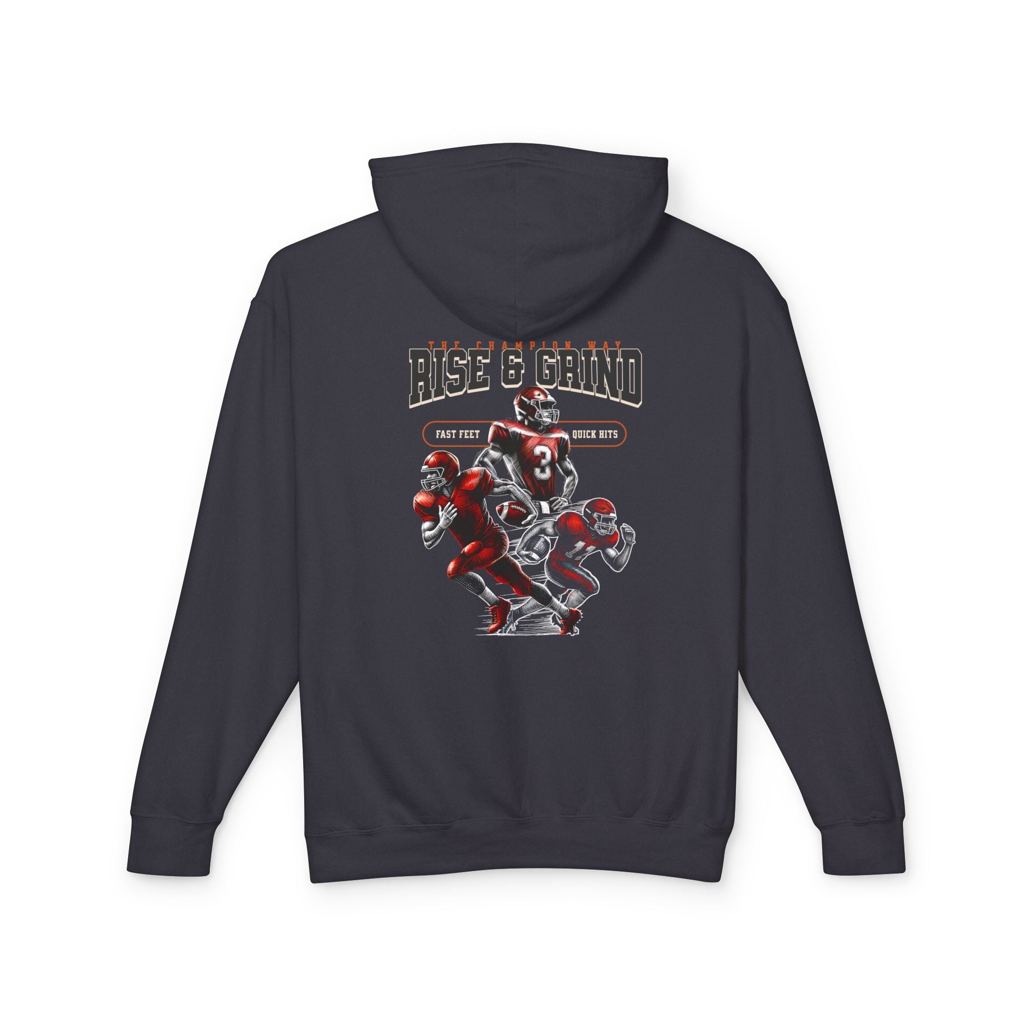Rise & Grind Unisex Lightweight Hooded Sweatshirt - Perfect for Exercise, Motivation, Gifts, Athletes, Casual Wear
