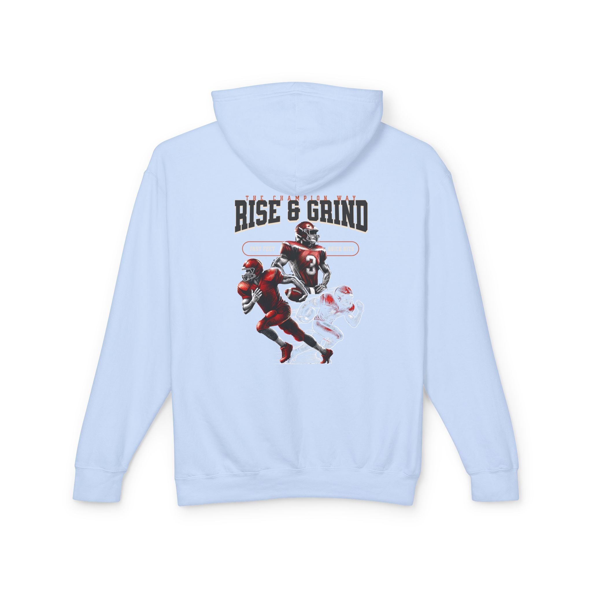 Rise & Grind Unisex Lightweight Hooded Sweatshirt - Perfect for Exercise, Motivation, Gifts, Athletes, Casual Wear