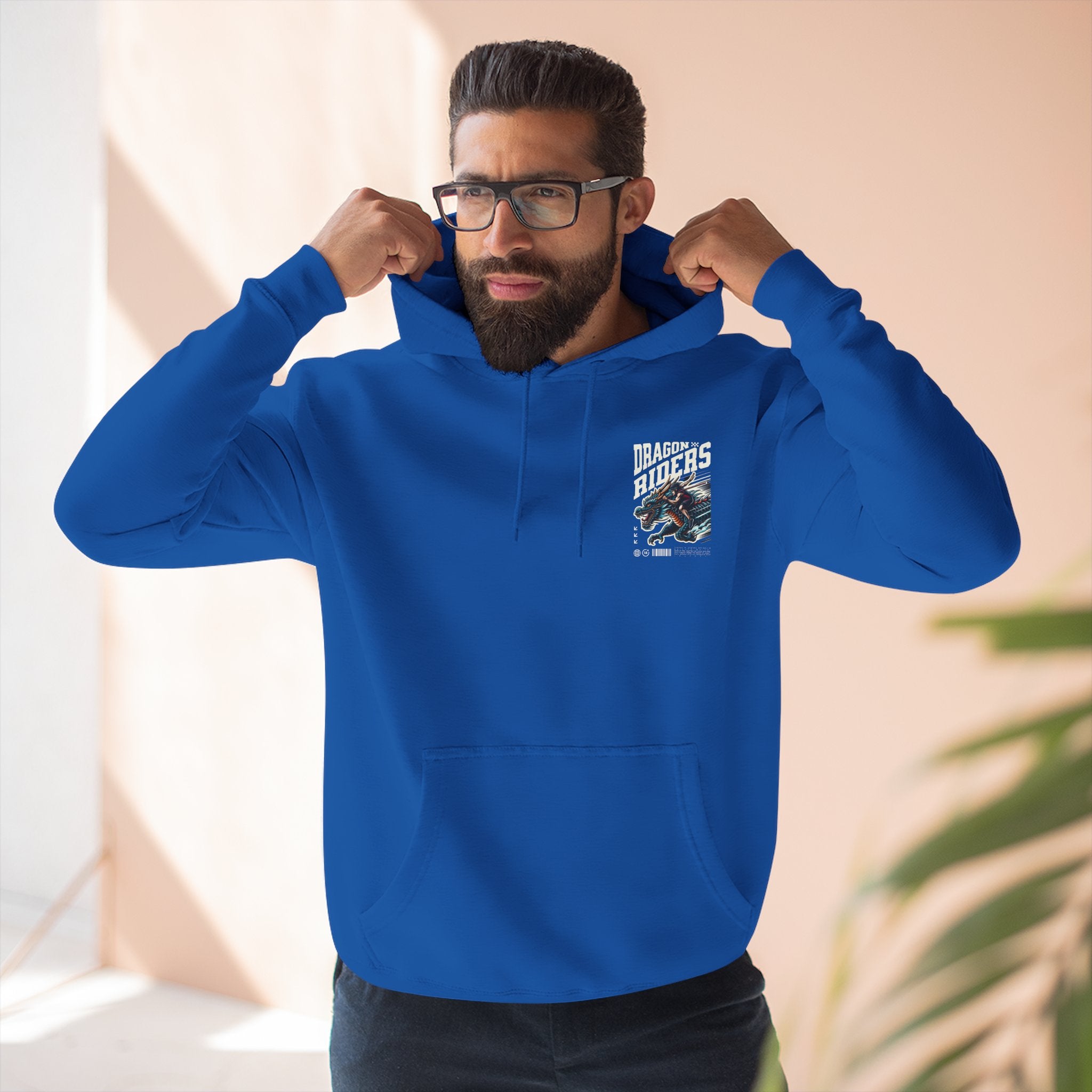 Dragon Riders Three-Panel Fleece Hoodie - Cozy Wear for Fantasy Lovers, Gift for Gamers, Unique Dragon Art Hoodie, Casual Streetwear, [...]