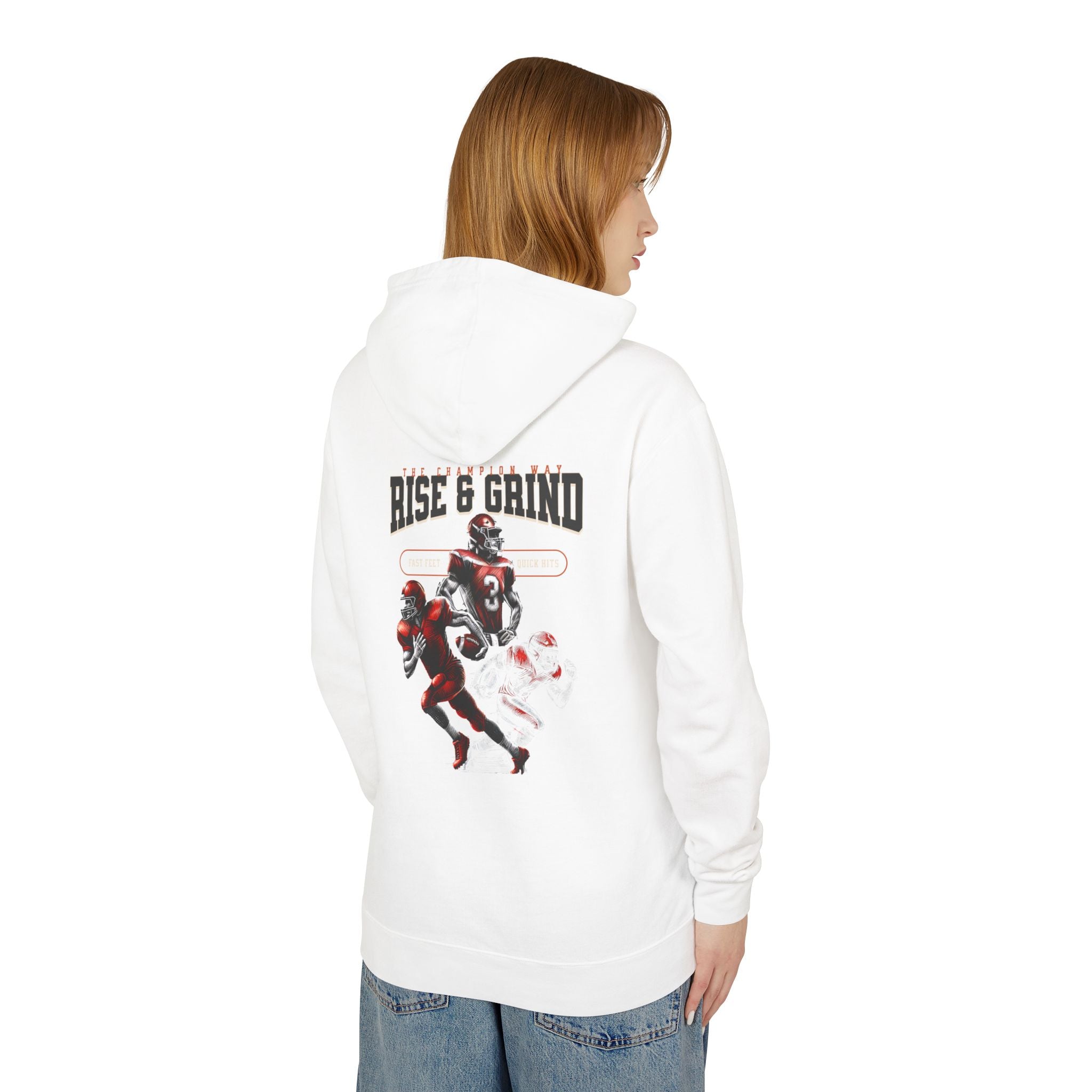 Rise & Grind Unisex Lightweight Hooded Sweatshirt - Perfect for Exercise, Motivation, Gifts, Athletes, Casual Wear