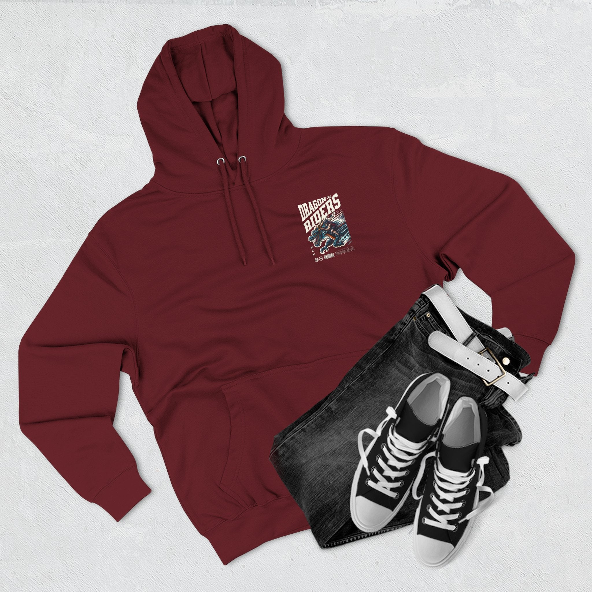 Dragon Riders Three-Panel Fleece Hoodie - Cozy Wear for Fantasy Lovers, Gift for Gamers, Unique Dragon Art Hoodie, Casual Streetwear, [...]