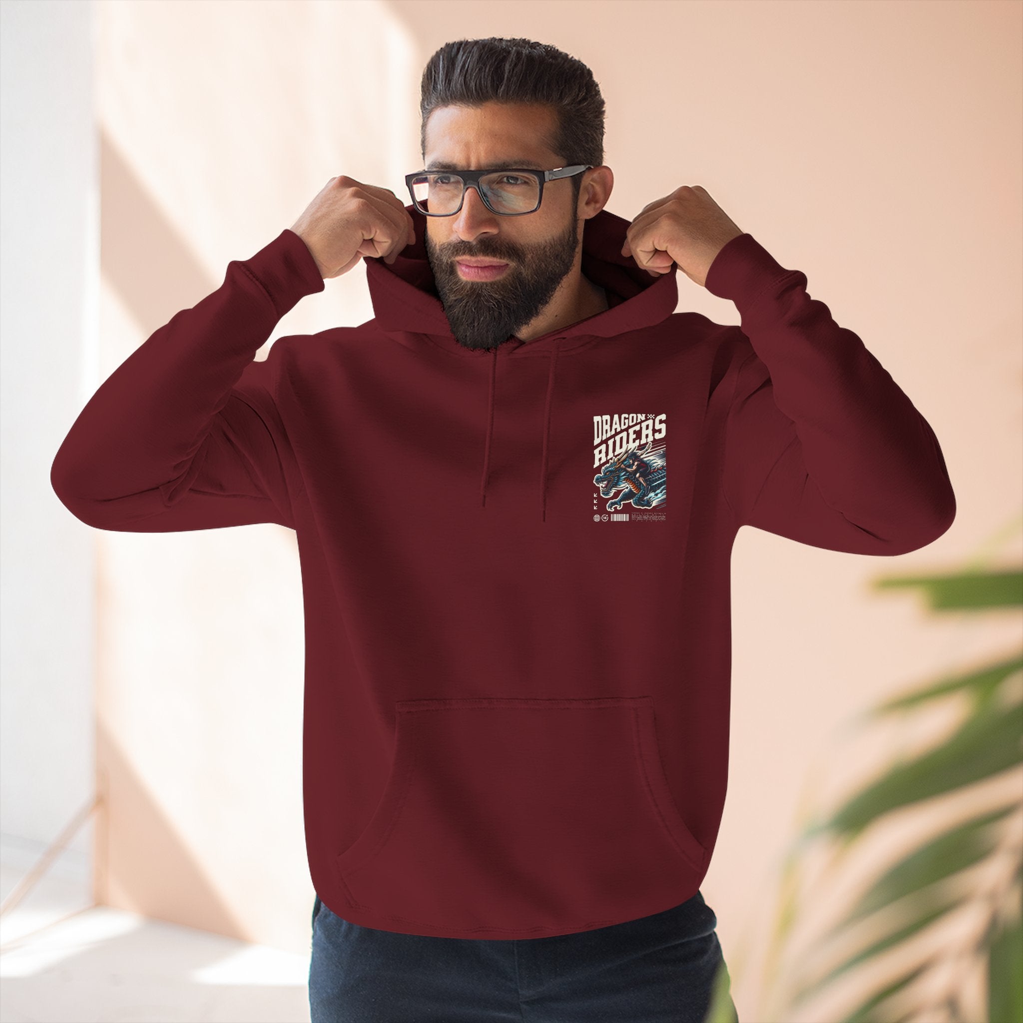 Dragon Riders Three-Panel Fleece Hoodie - Cozy Wear for Fantasy Lovers, Gift for Gamers, Unique Dragon Art Hoodie, Casual Streetwear, [...]