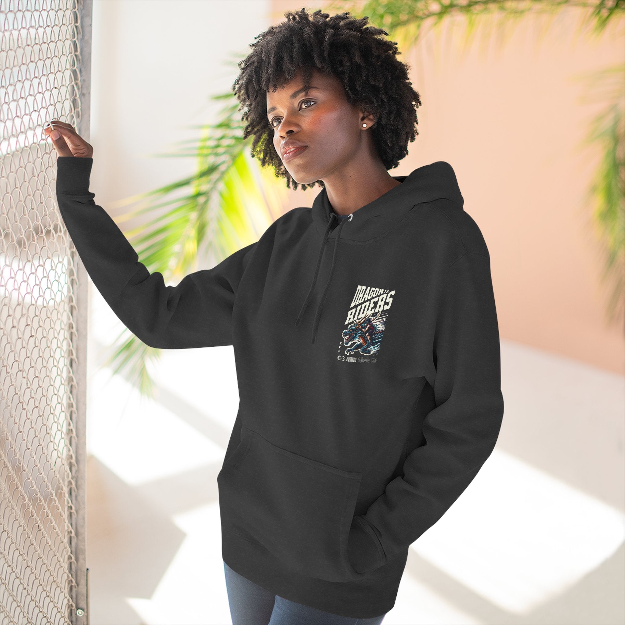Dragon Riders Three-Panel Fleece Hoodie - Cozy Wear for Fantasy Lovers, Gift for Gamers, Unique Dragon Art Hoodie, Casual Streetwear, [...]