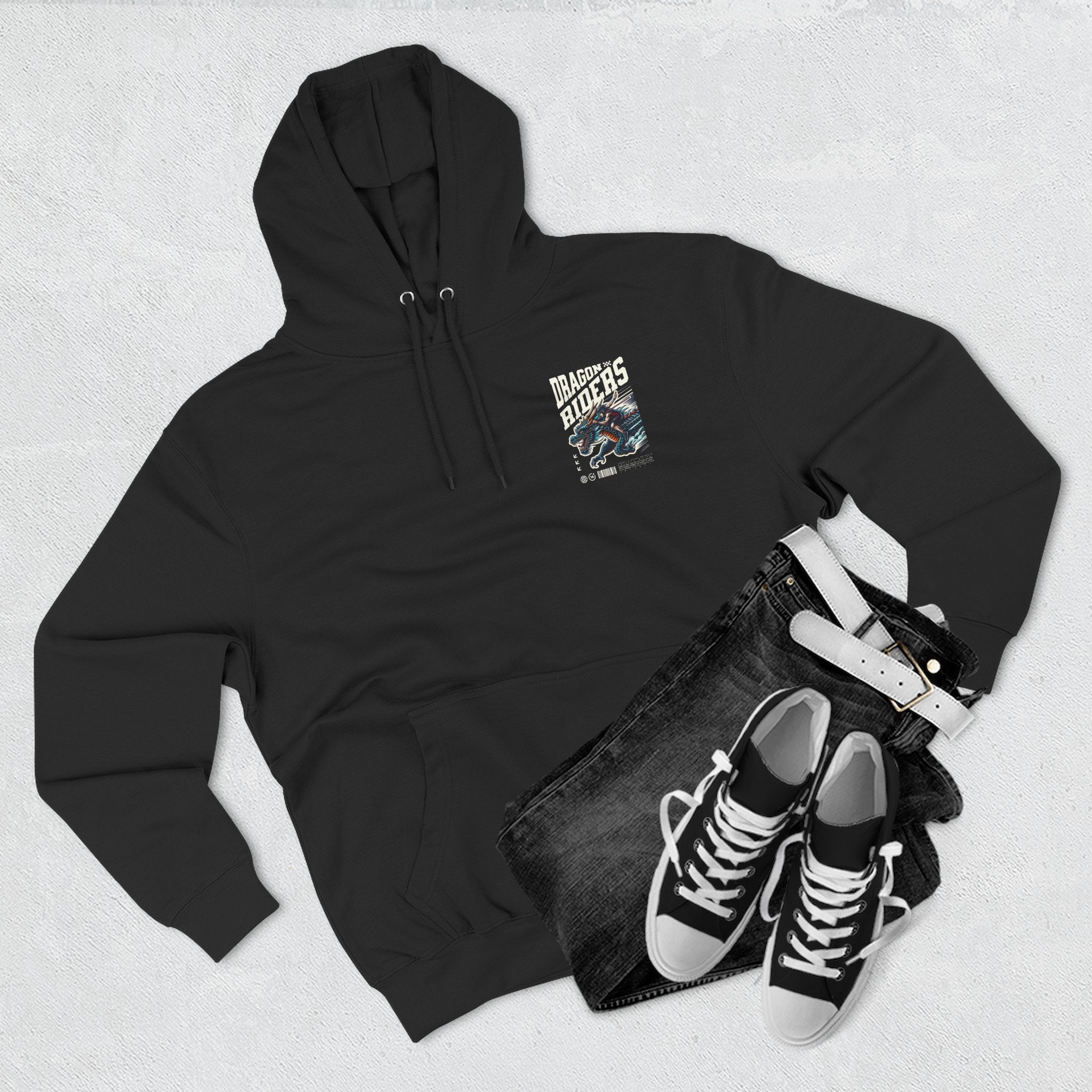 Dragon Riders Three-Panel Fleece Hoodie - Cozy Wear for Fantasy Lovers, Gift for Gamers, Unique Dragon Art Hoodie, Casual Streetwear, [...]