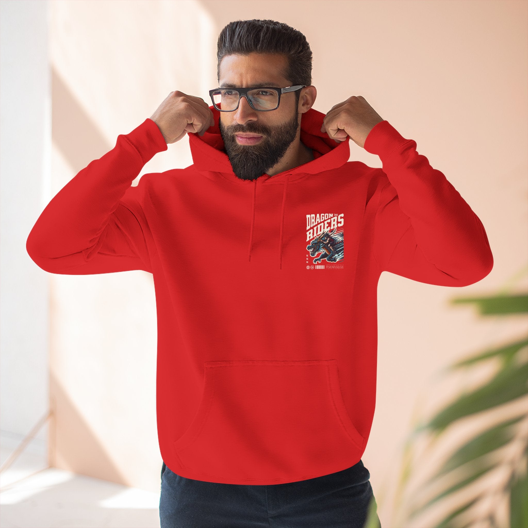 Dragon Riders Three-Panel Fleece Hoodie - Cozy Wear for Fantasy Lovers, Gift for Gamers, Unique Dragon Art Hoodie, Casual Streetwear, [...]