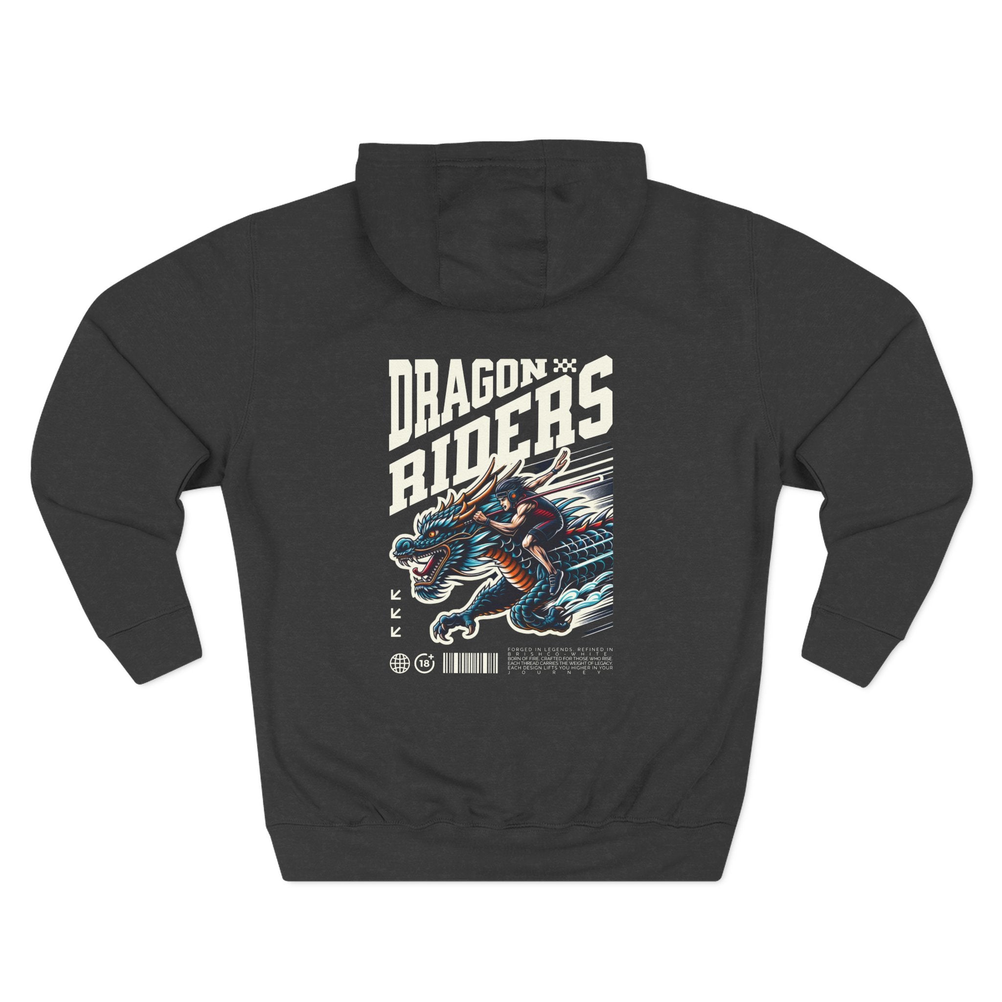 Dragon Riders Three-Panel Fleece Hoodie - Cozy Wear for Fantasy Lovers, Gift for Gamers, Unique Dragon Art Hoodie, Casual Streetwear, [...]