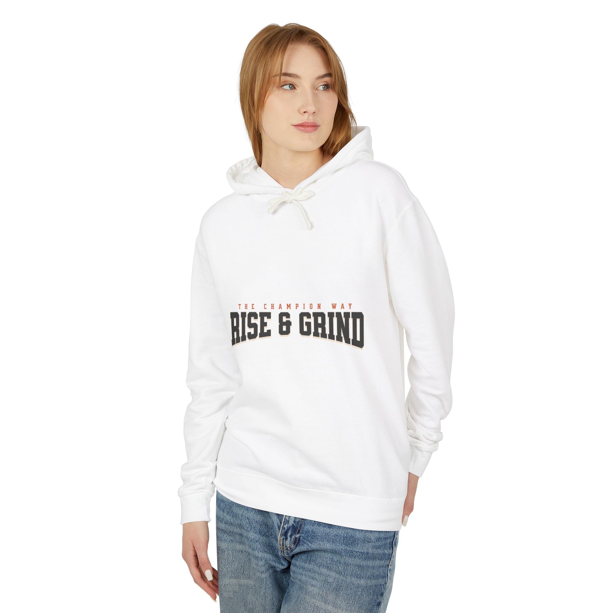 Rise & Grind Unisex Lightweight Hooded Sweatshirt - Perfect for Exercise, Motivation, Gifts, Athletes, Casual Wear