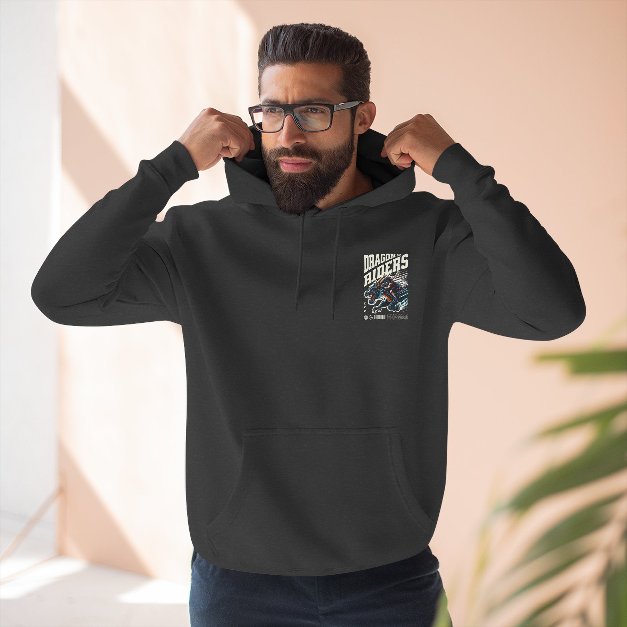 Dragon Riders Three-Panel Fleece Hoodie - Cozy Wear for Fantasy Lovers, Gift for Gamers, Unique Dragon Art Hoodie, Casual Streetwear, [...]