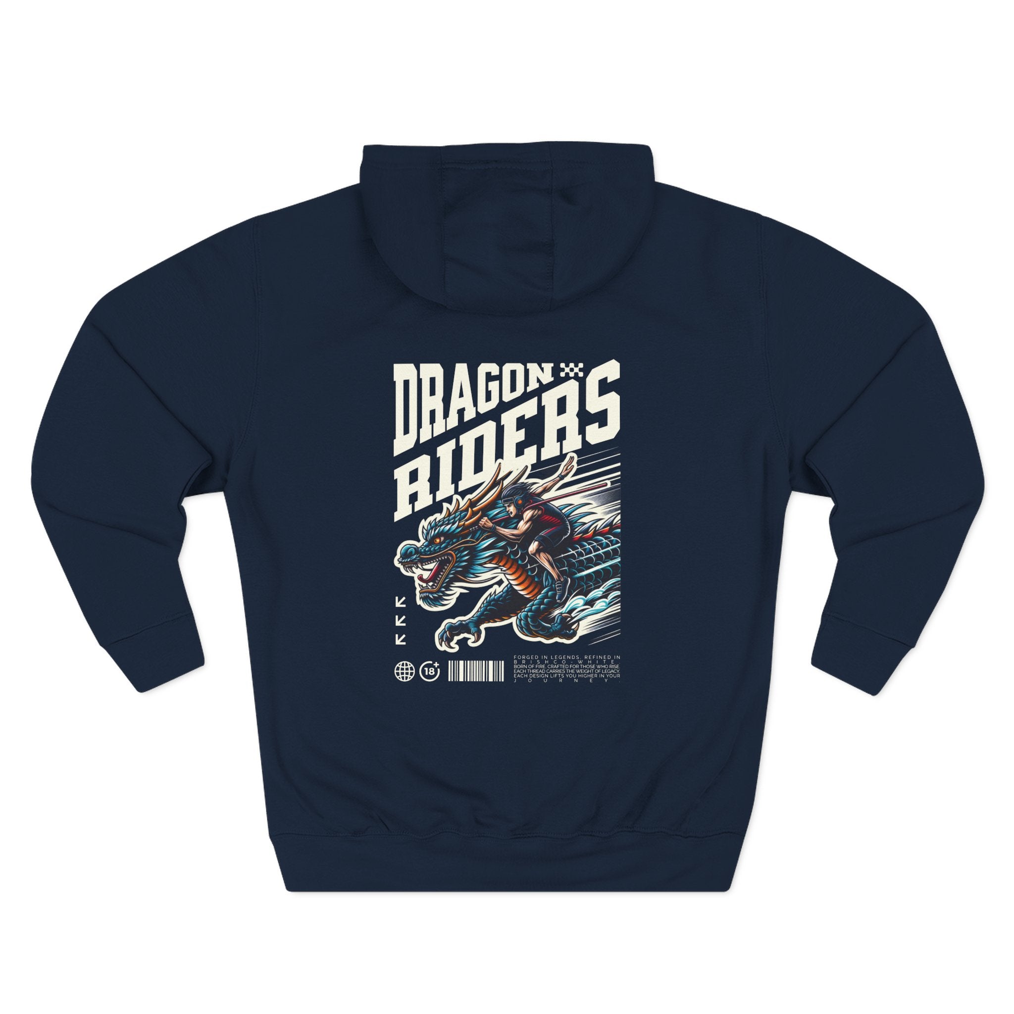 Dragon Riders Three-Panel Fleece Hoodie - Cozy Wear for Fantasy Lovers, Gift for Gamers, Unique Dragon Art Hoodie, Casual Streetwear, [...]