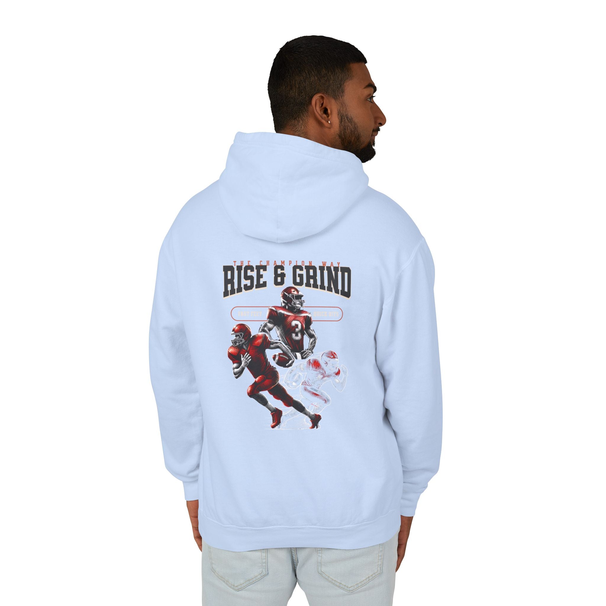 Rise & Grind Unisex Lightweight Hooded Sweatshirt - Perfect for Exercise, Motivation, Gifts, Athletes, Casual Wear