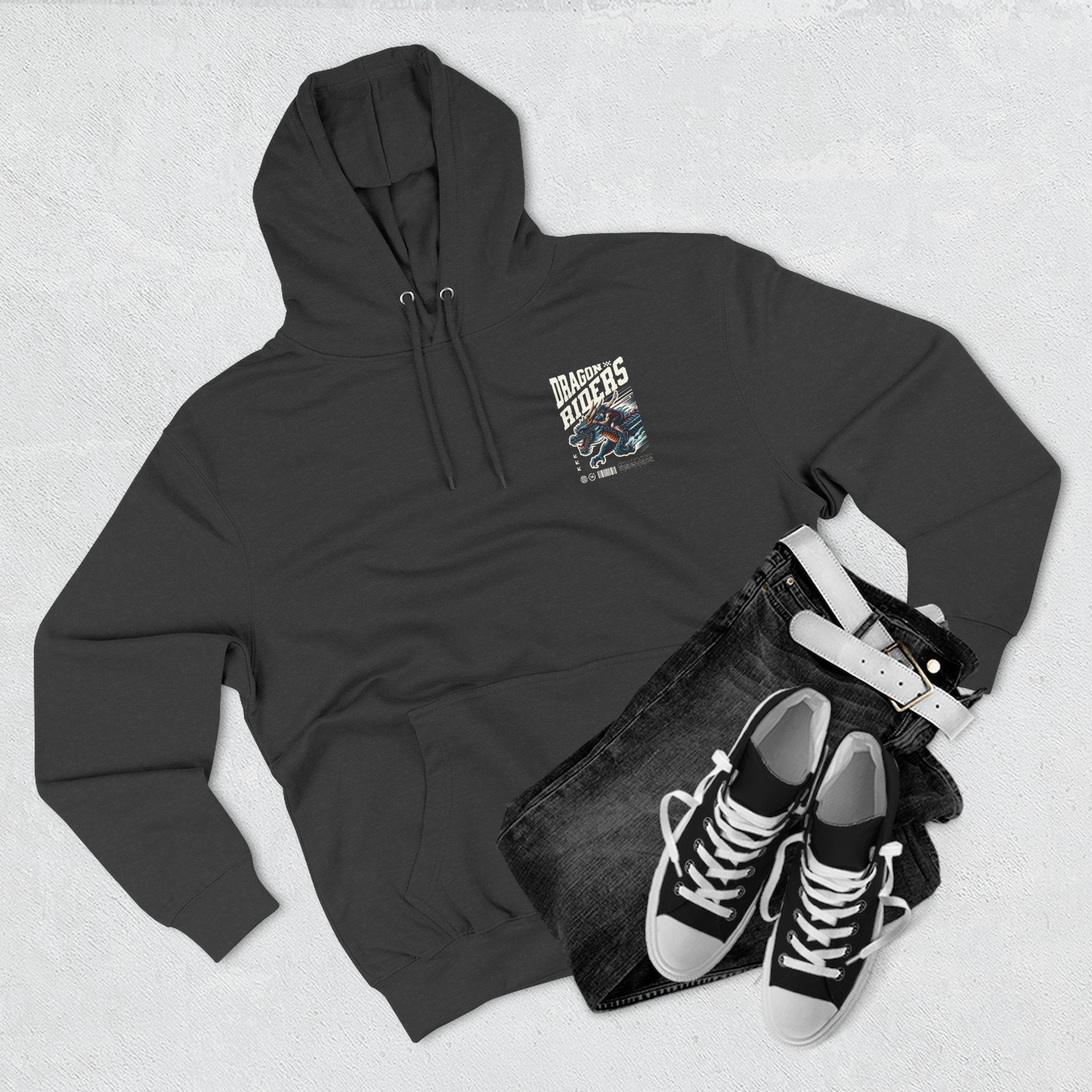 Dragon Riders Three-Panel Fleece Hoodie - Cozy Wear for Fantasy Lovers, Gift for Gamers, Unique Dragon Art Hoodie, Casual Streetwear, [...]