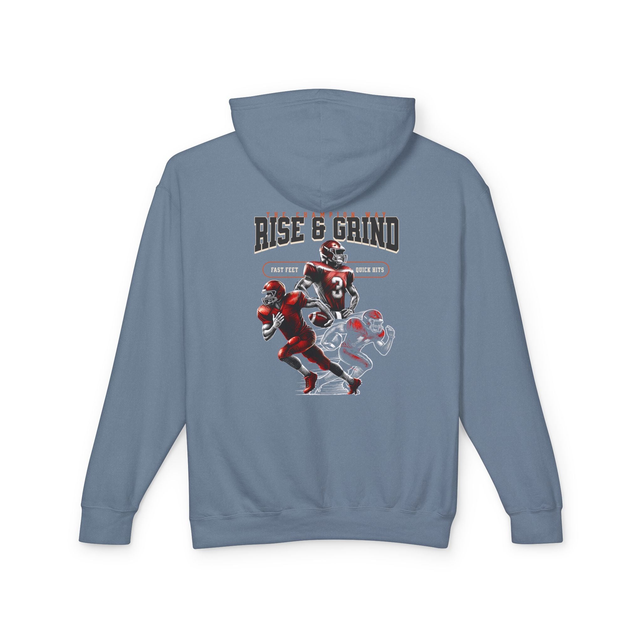 Rise & Grind Unisex Lightweight Hooded Sweatshirt - Perfect for Exercise, Motivation, Gifts, Athletes, Casual Wear
