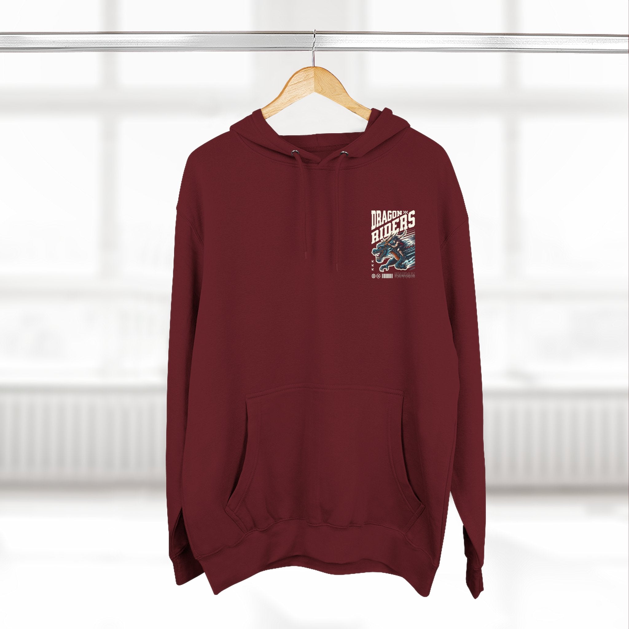Dragon Riders Three-Panel Fleece Hoodie - Cozy Wear for Fantasy Lovers, Gift for Gamers, Unique Dragon Art Hoodie, Casual Streetwear, [...]