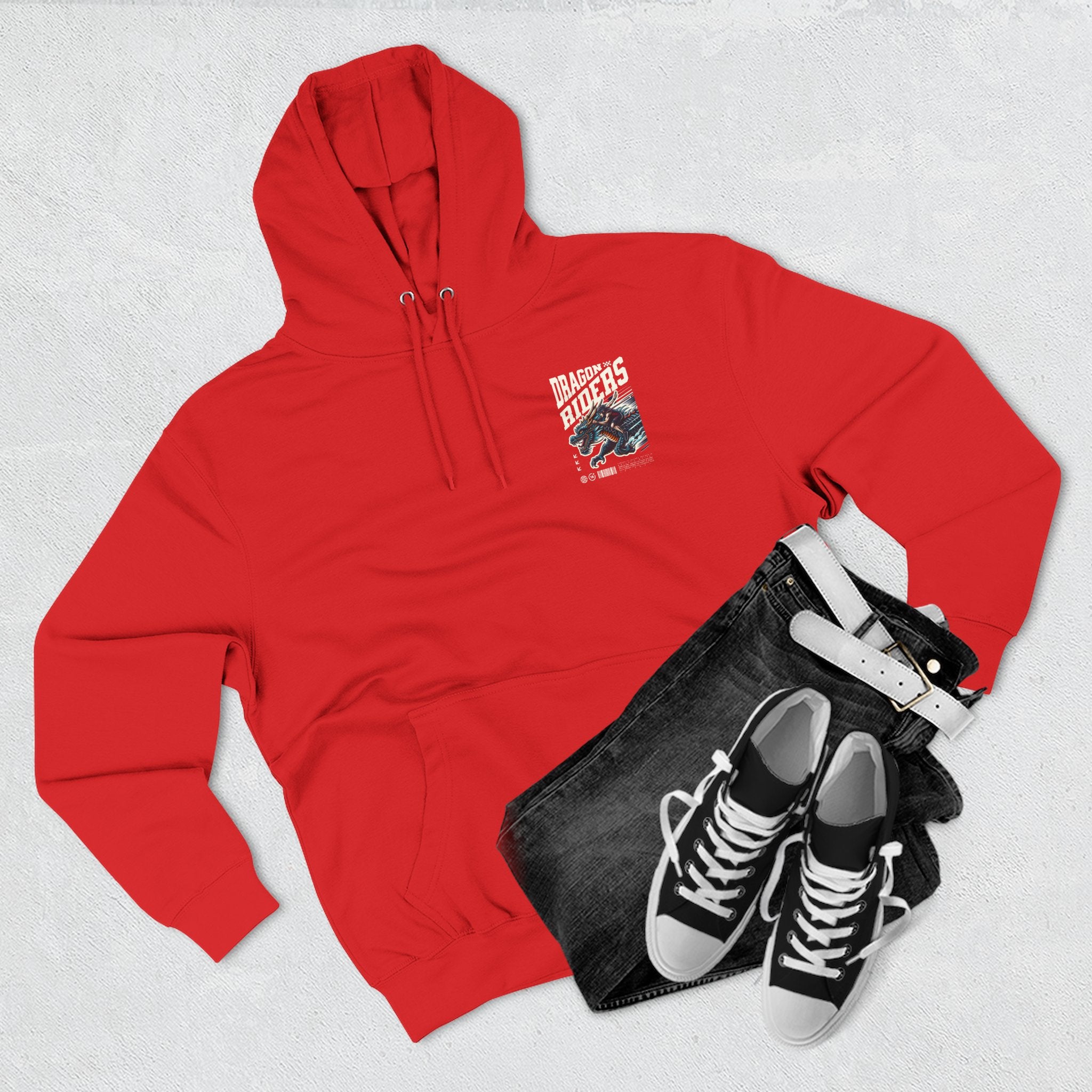 Dragon Riders Three-Panel Fleece Hoodie - Cozy Wear for Fantasy Lovers, Gift for Gamers, Unique Dragon Art Hoodie, Casual Streetwear, [...]